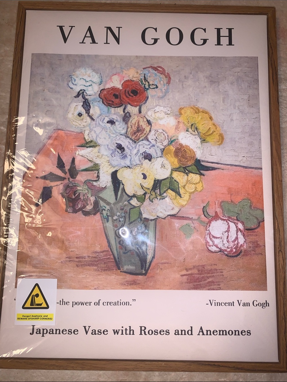 Vincent Van Gogh Japanese Vase with Roses and Anemones Framed Art Poster Print - Picture 2 of 3